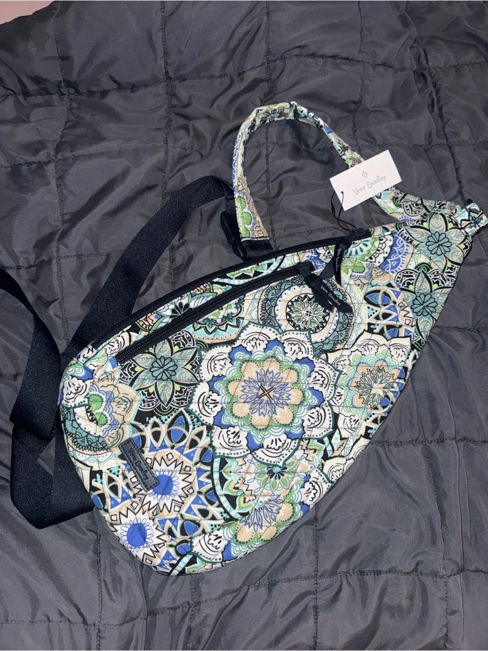 Vera Bradley Teal Floral Paisley Sling Crossbody